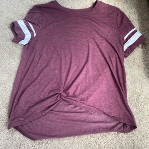 Maroon t-shirt tied